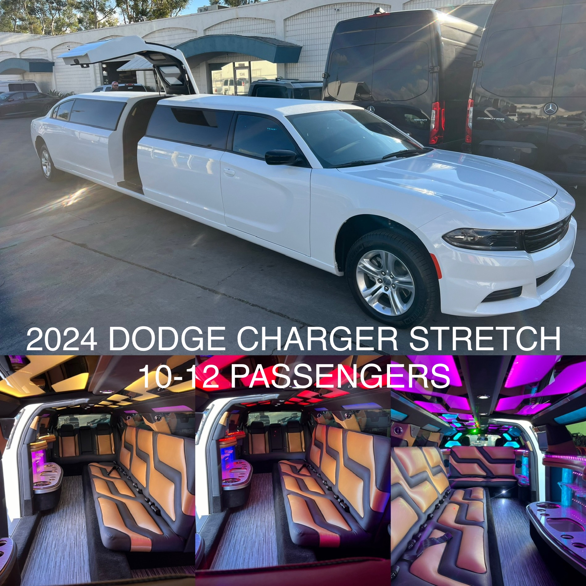 The image showcases a sleek 2024 model limousine, highlighting its luxury features and elegant design. This vehicle represents RPD Limousine Service's commitment to providing premium transportation solutions for clients seeking a sophisticated travel experience.